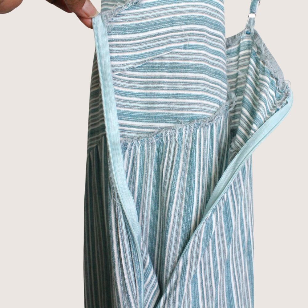Embroidered Tiered Cover-up Maxi Dress Boho Sundress Seafoam Green & Blue Large - Picture 10 of 12